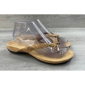 Vionic Bella II Women's Sandal Brown Leather 7 Slip-On Comfort Bow Wedge Shoes‎